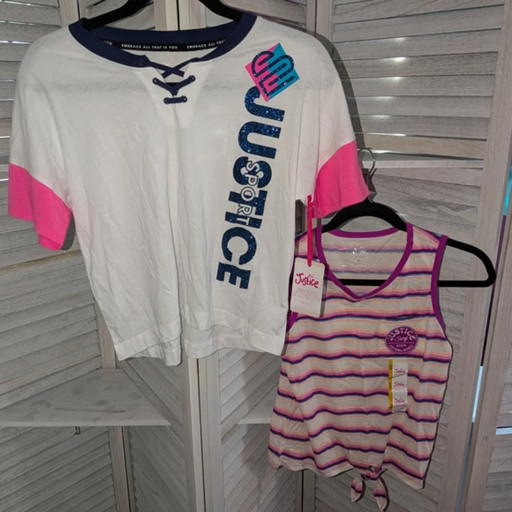 Justice Kids'‎ Pink and White Sporty Tops Set