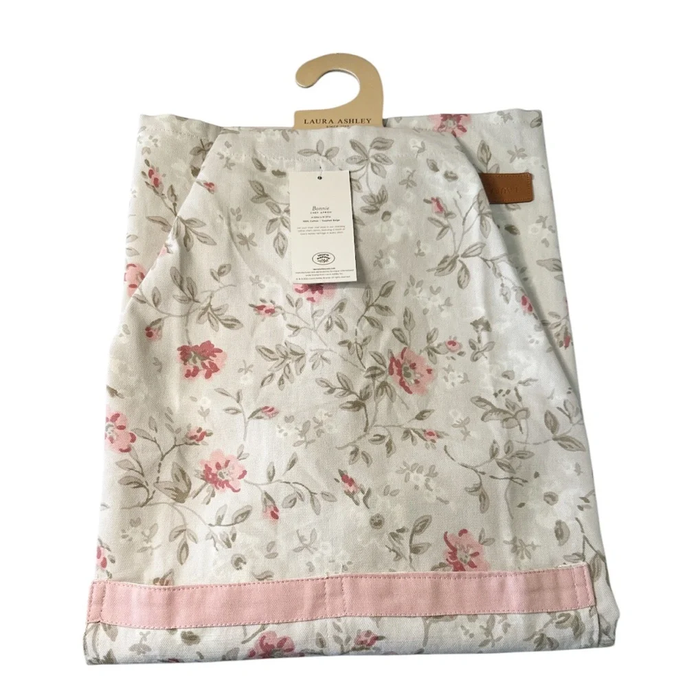 NEW Laura Ashley FLORAL BONNIE Toasted Beige Chef’s Kitchen Apron with Pockets