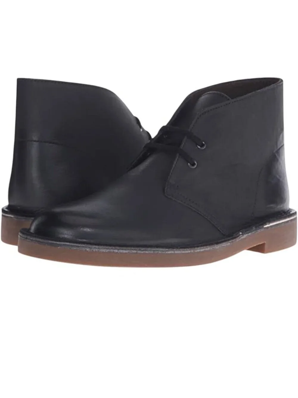 Clarks Mens Black Bushacre 2 Leather Desert Boots Size 11M Casual Lace-Up Shoes