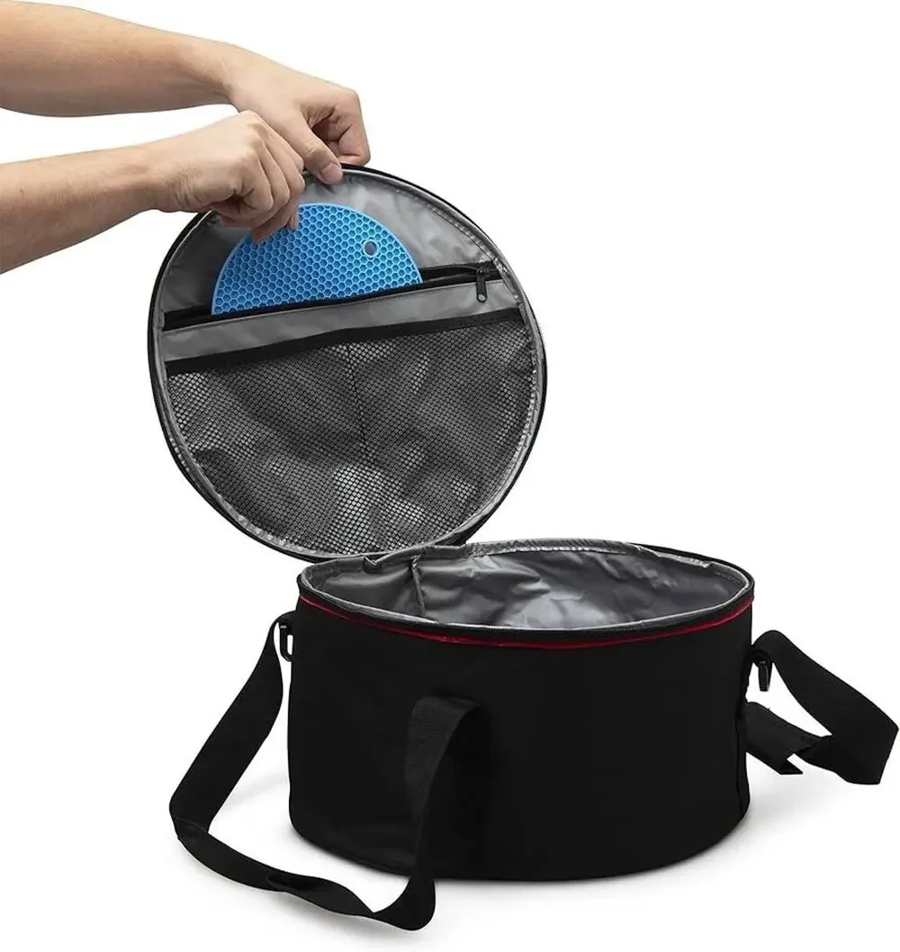 Ciravi Dutch Oven Bag For 12 & 10 Inch Dutch Oven Carry Bag Padded Handle Black