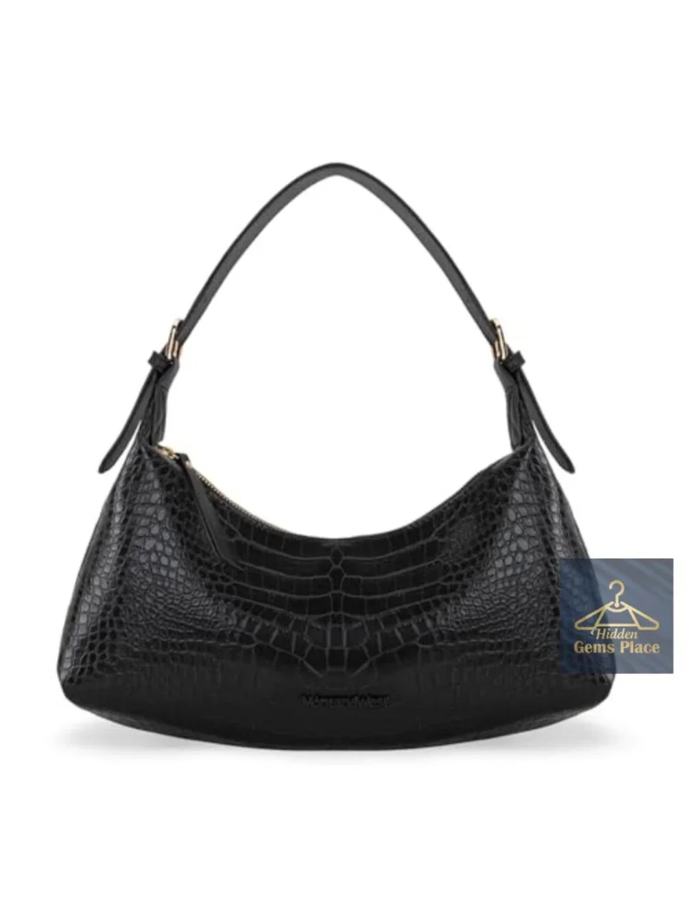 Faux Leather Crescent Hobo Bag with Adjustable Strap