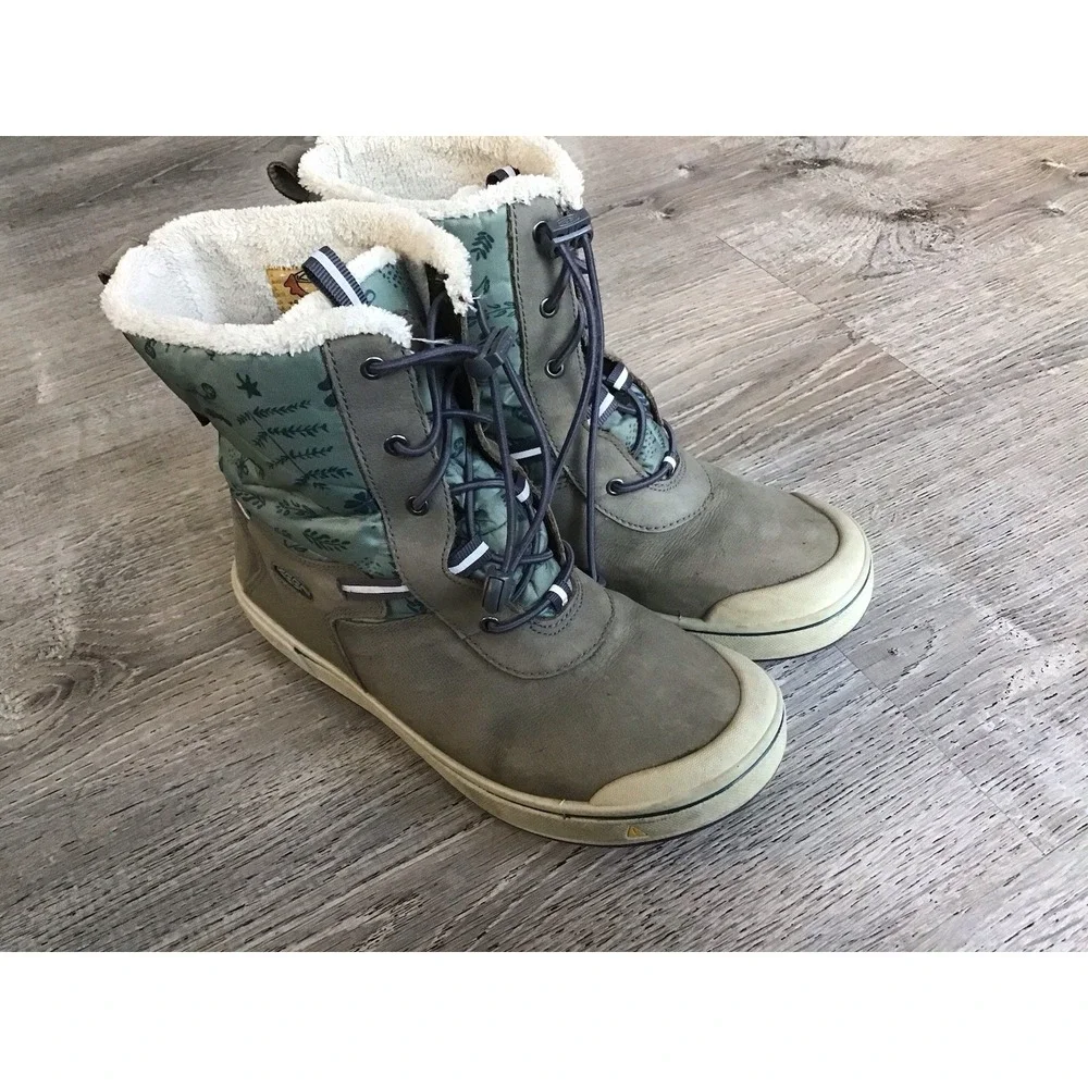 Keen Warm Size 5 Junior Girls Blue Gray Leather Snow Kids Youth Boots 1024145