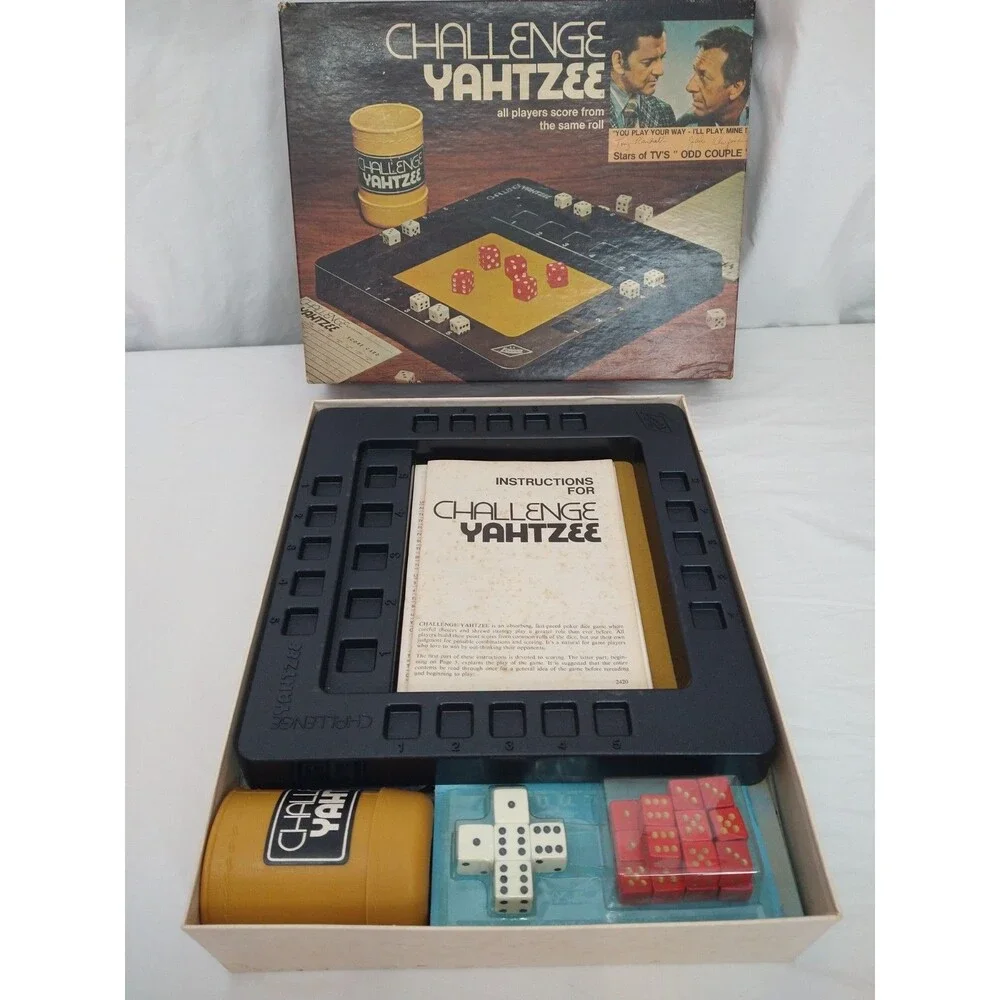 Vintage 1974 Challenge YAHTZEE Board Dice Family Game Odd Couple