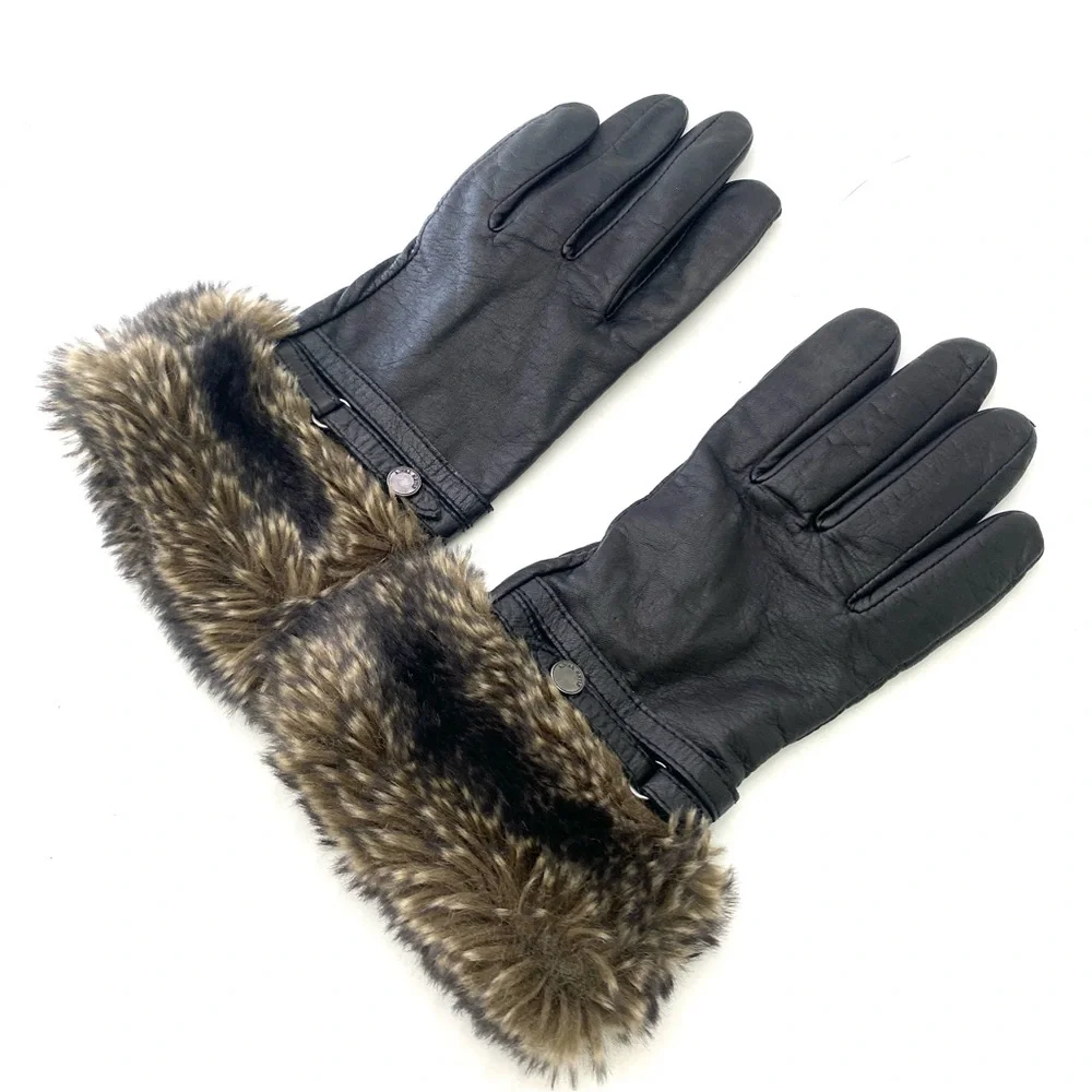 Ellen Tracy Women's Casual Dress Black Leather Drive Gloves