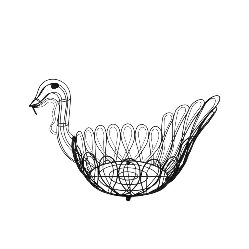 Vintage Black Metal‎ Wire Turkey Basket Thanksgiving Decor Fruit Bowl Farmhouse