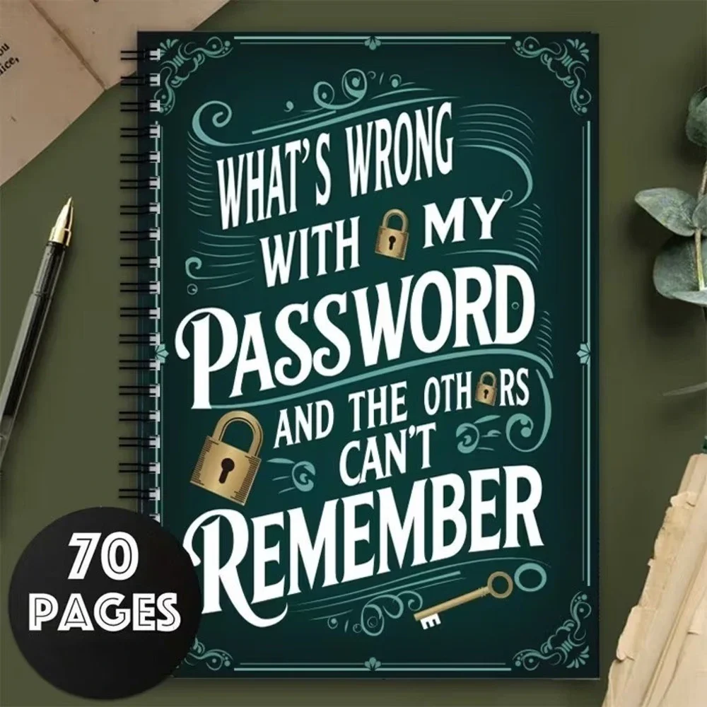 Password Notebook Spiral Log‎ Book 70 Pages Login Organizer Green Key Journal