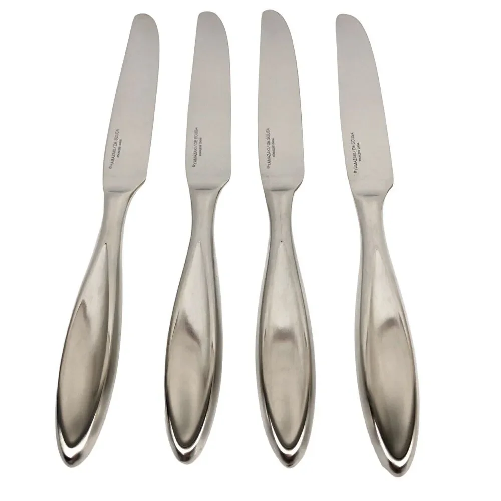 Unused Yamazaki De Sousa TOSCANI SOLARI Dinner Knife Set of 4 Stainless Flatware