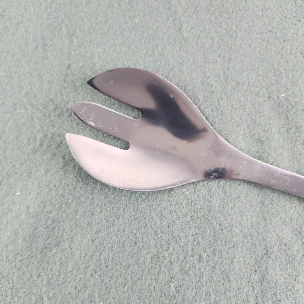 Temptations Old World Stainless Steel Salad‎ Serving Fork Floral Lace Blue