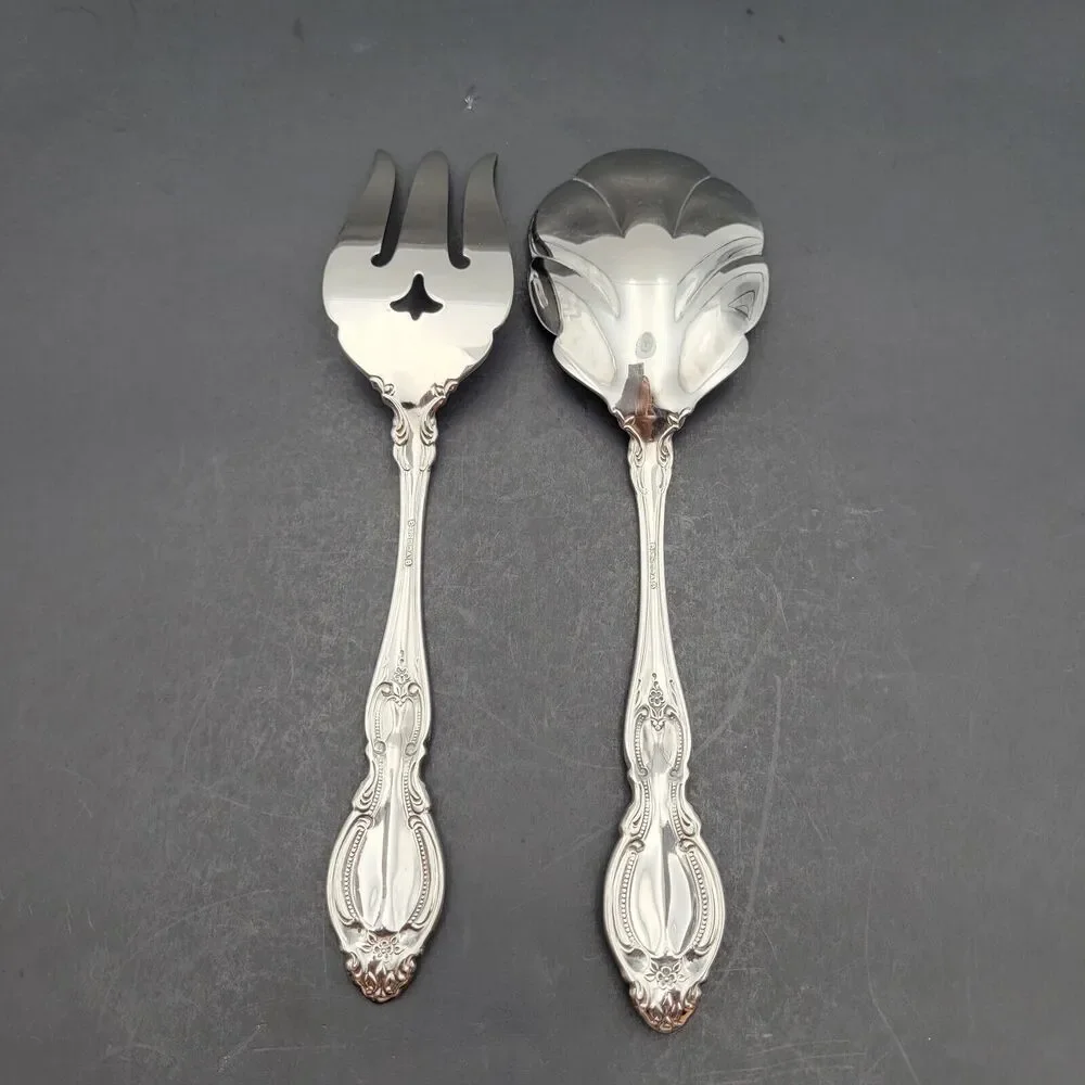 Oneida 18/8 Stainless Heirloom Frederick Serving Set Fork & Spoon (Shell Cassero