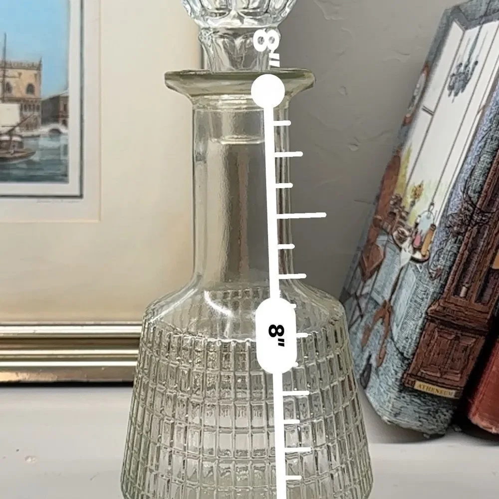 Vtg Vintage MCM molded glass depression glass Decanter and stopper