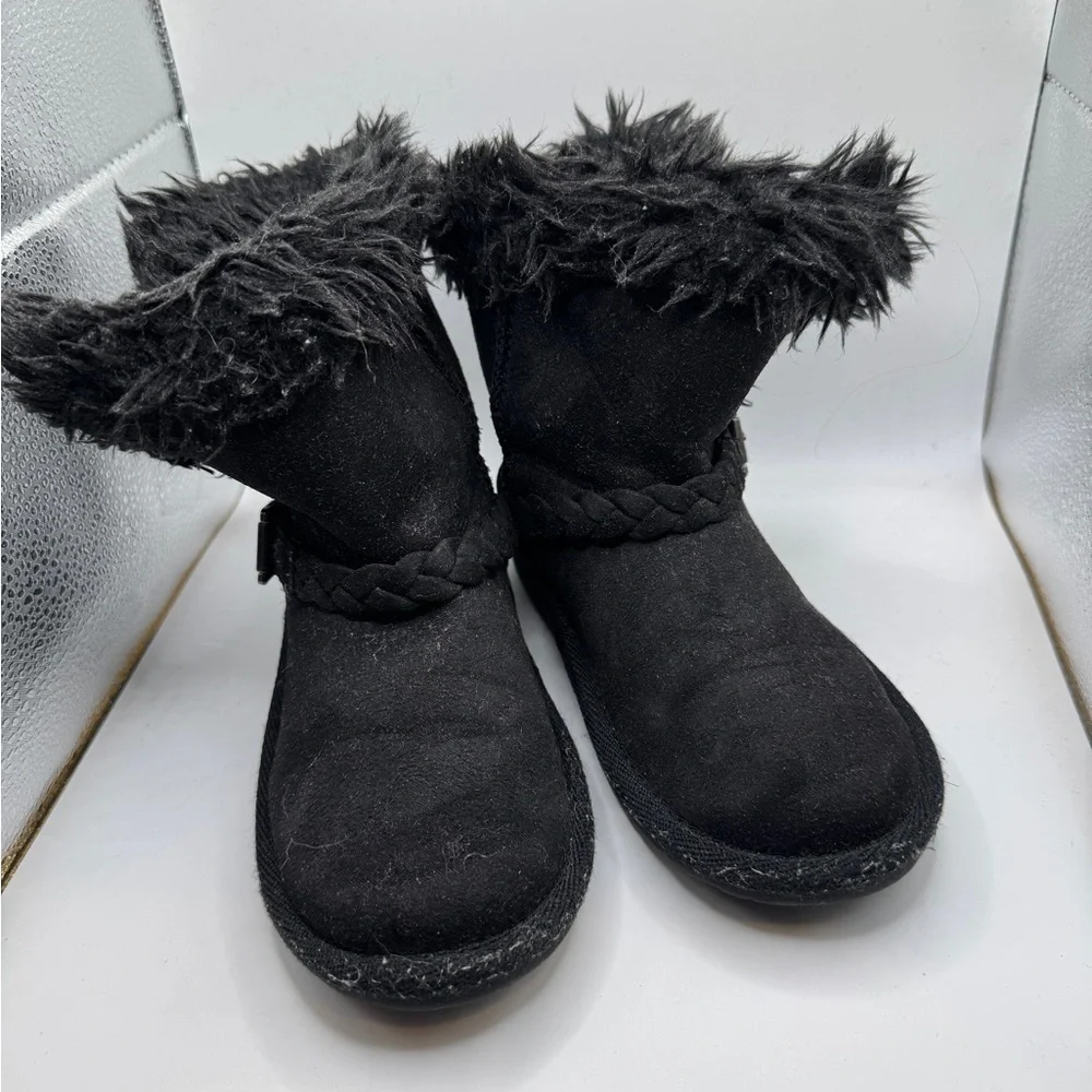 The Children's Place Toddler Girl Size 11 Black Cozy Faux Fur Winter Boots