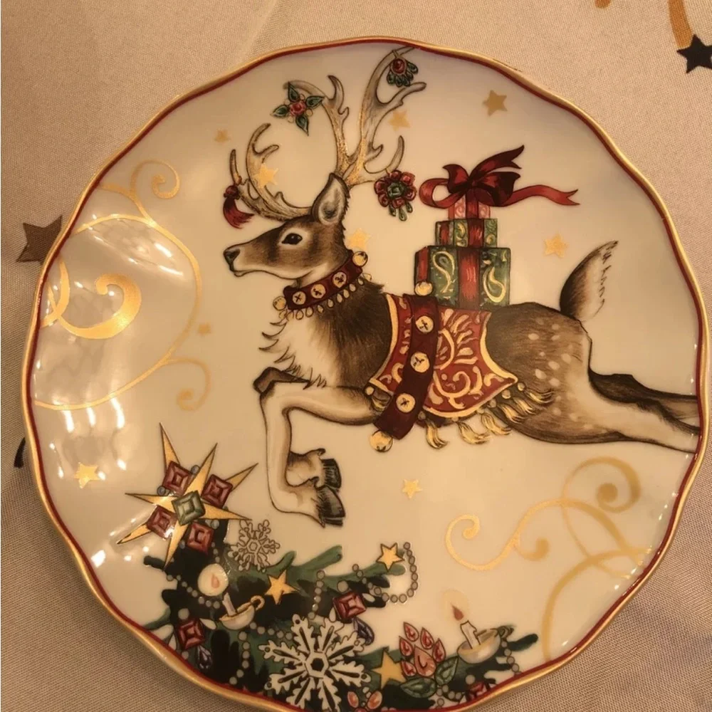 Williams Sonoma TWAS THE NIGHT BEFORE CHRISTMAS Reindeer 8.25” Salad Plate