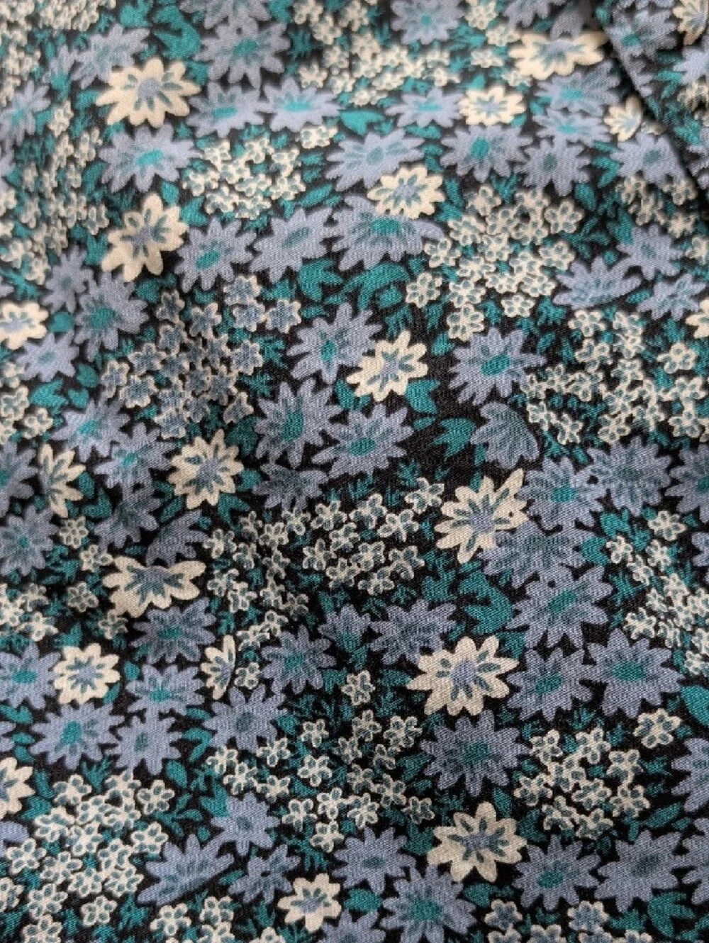 Men's Blue Floral Button-Down Elevated Smart Casual Shirt L