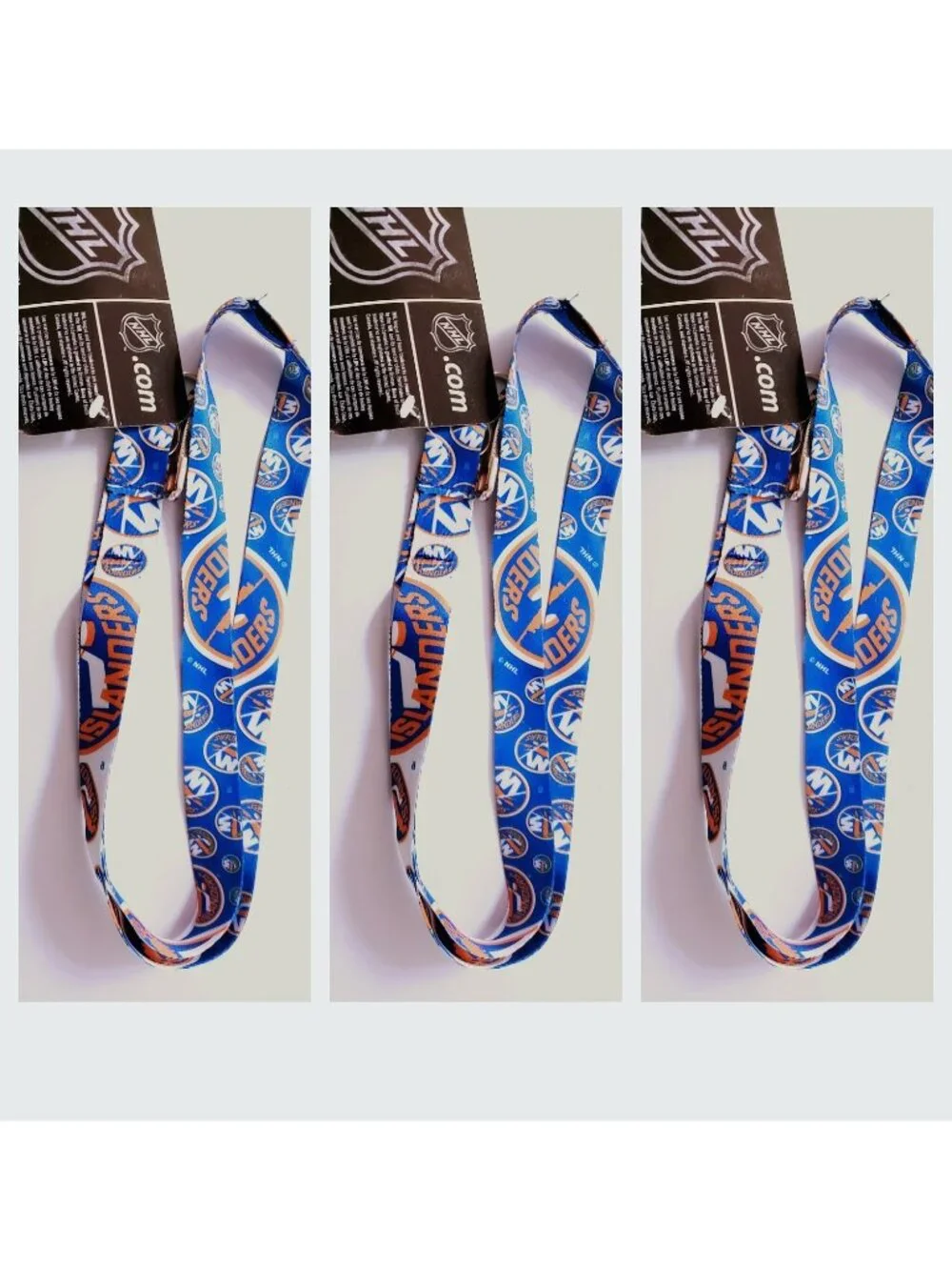 LOT of 3 New York Islanders Lanyard Keychain Double Sided With Clip NHL New