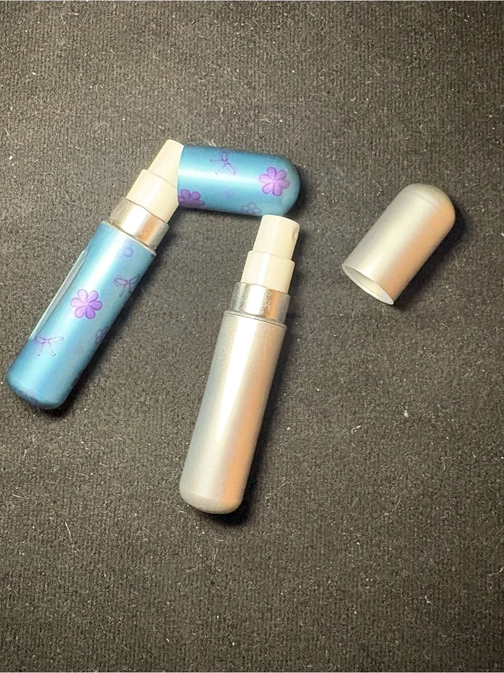 Portable Travel Perfume Atomizer Spray - Blue Floral & Silver