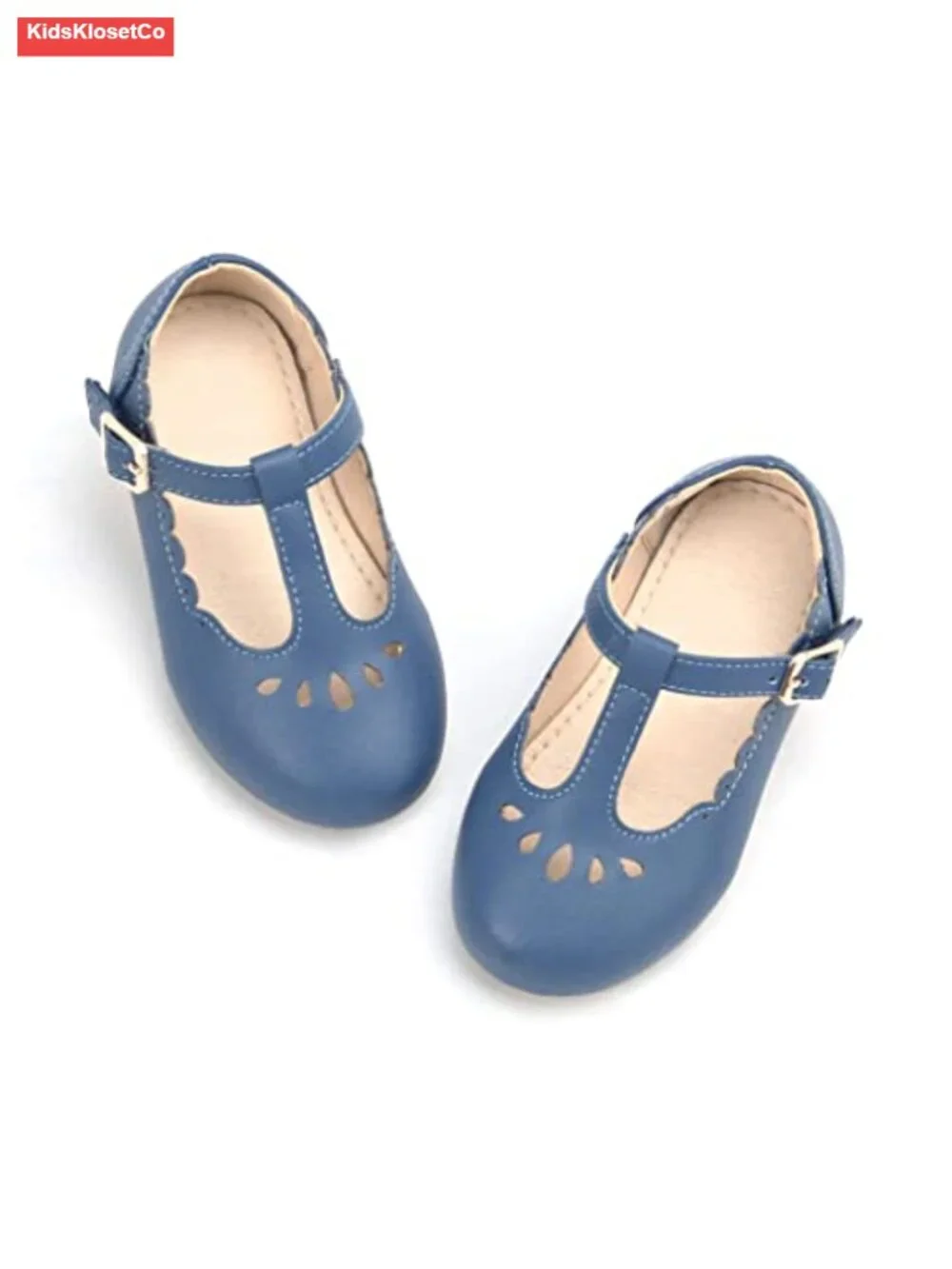 Girl's T-Strap Ballet Mary Jane Flats with Hook-and-Loop Closure