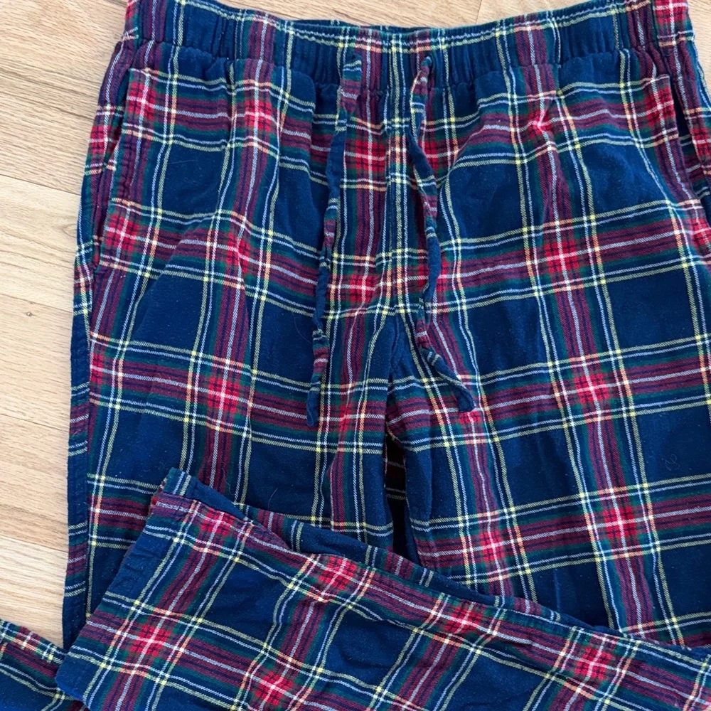 J crew navy/red tartan plaid flannel casual pajama pants men's size Medium