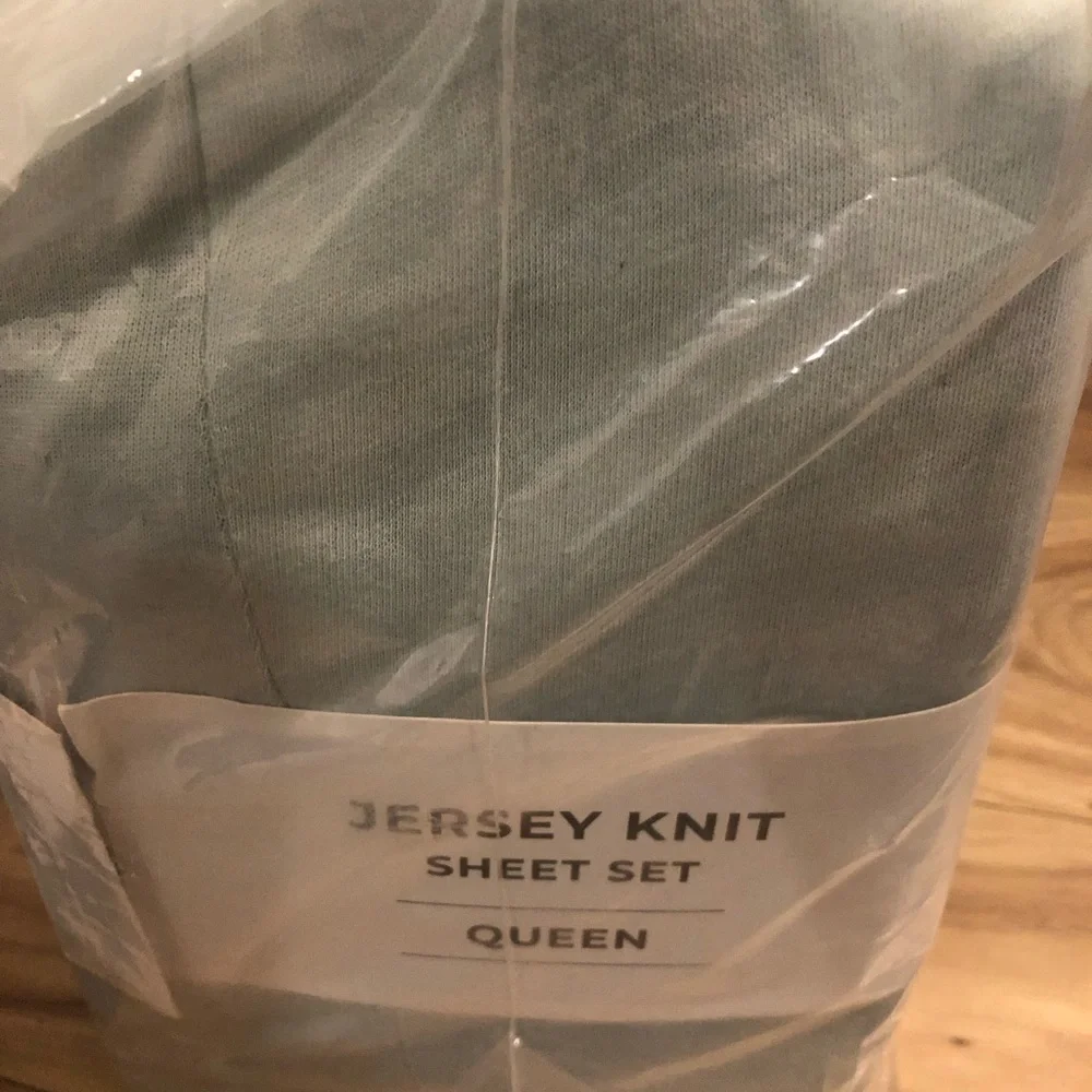 Cotton Heathered Melange Jersey Knit Bed Sheet Set, Queen, Green