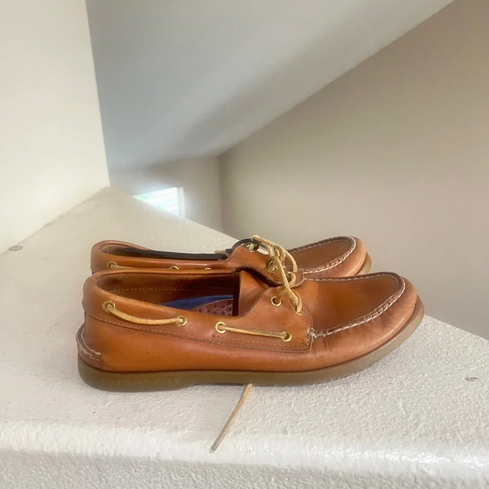 Sperry Top-Sider 2 Eye Sahara Brown Boat Shoe Driving Loafers Casual Men Sz 10.5