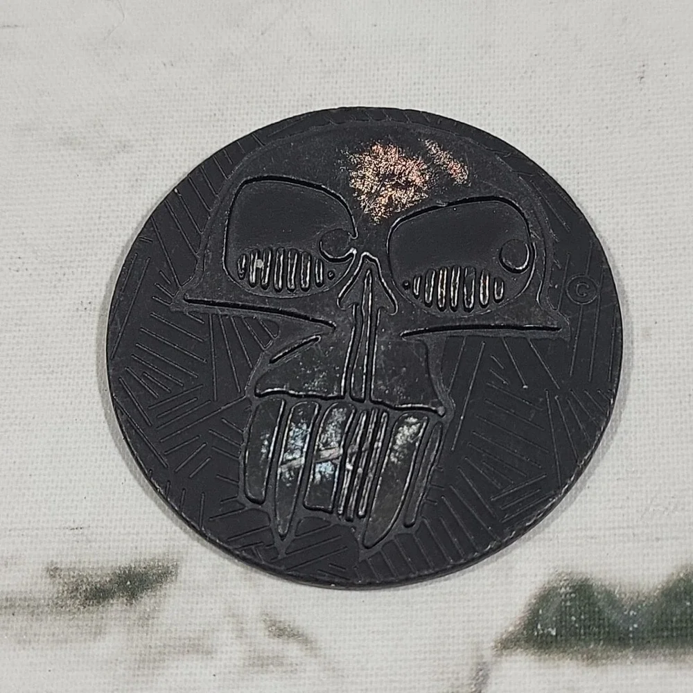 90s Pogs Lot Of 7 Plastic Etched Holograms Flying Skull Snake Scary Santa Pog