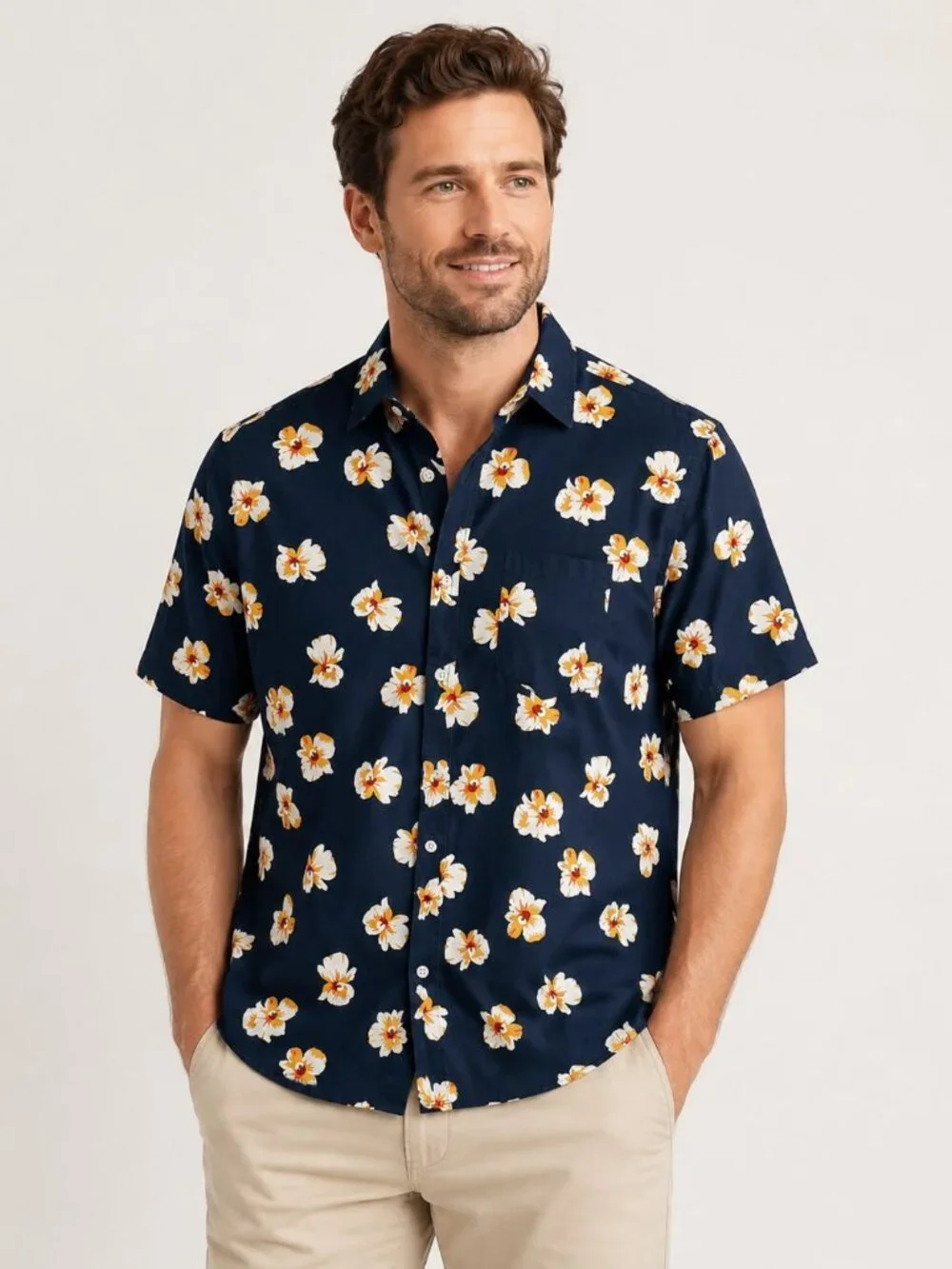 J.Crew Flex Washed Hawaiian Floral Shirt XL Slim Fit Stretch Cotton