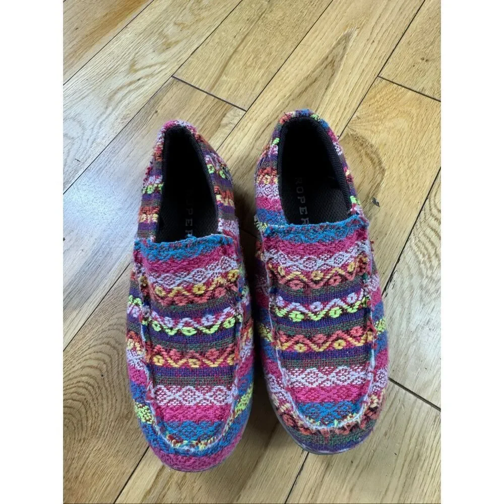 Roper Girls Wovenslip Loafers Shoes Size 1