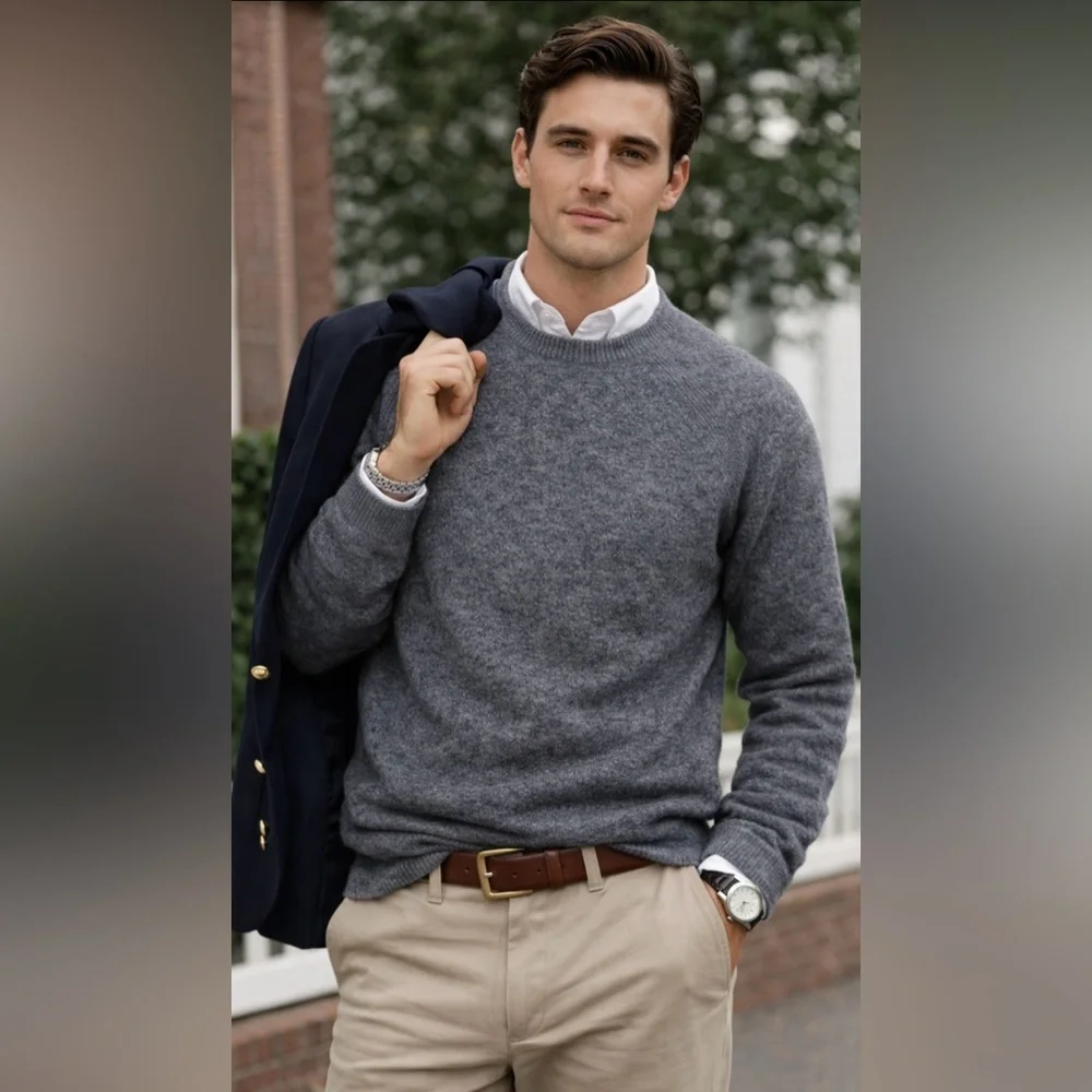 J. Crew Gray Merino Wool Alpaca Blend Sweater Pullover Cozy Grunge Preppy Large