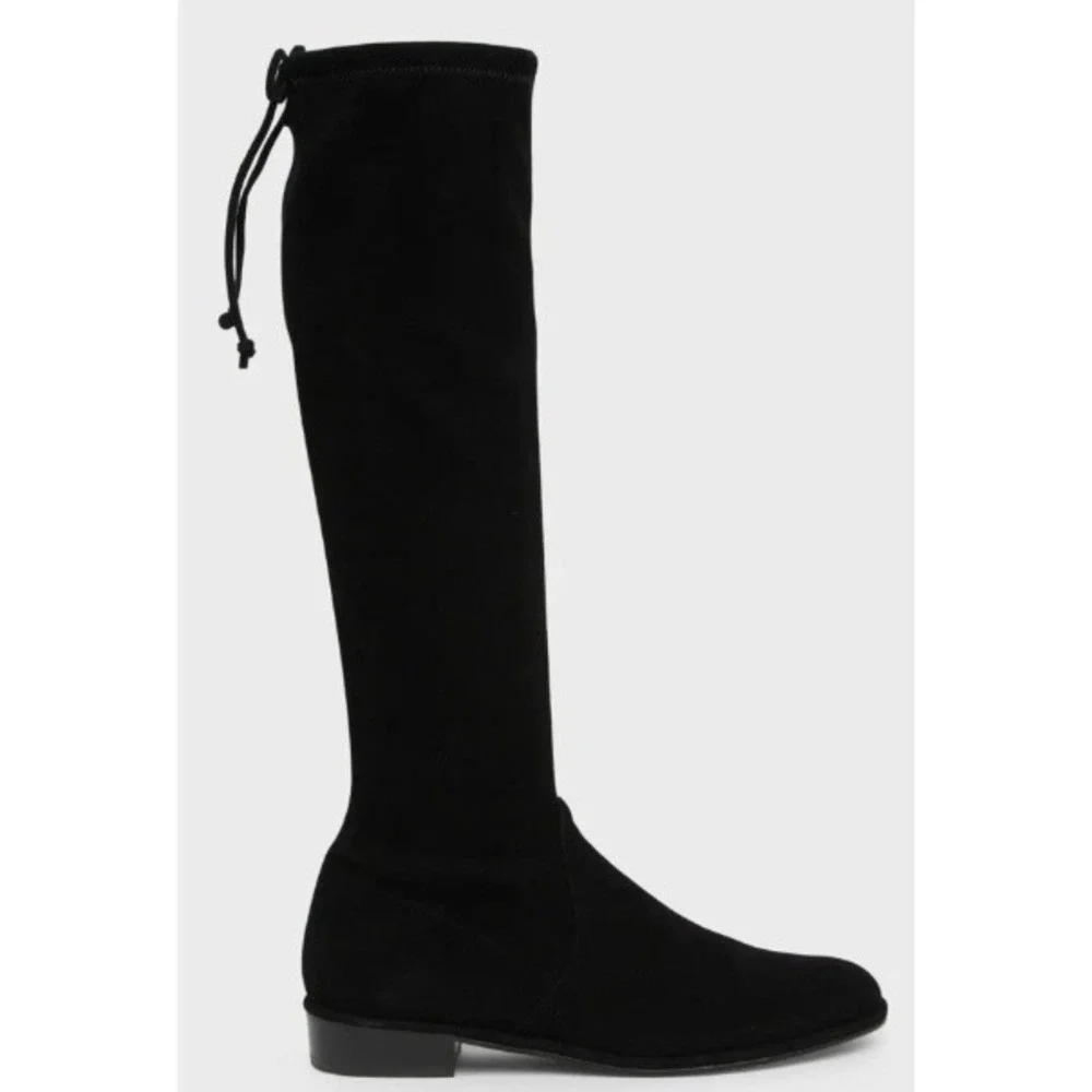 Stuart Weitzman Kneezee Boots Size 6.5 Black Stretch Suede Knee High Riding
