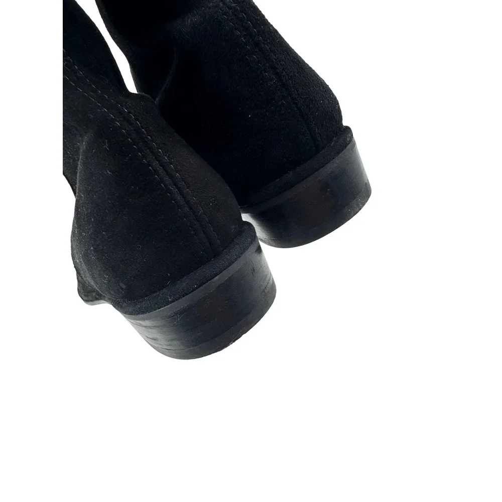 Stuart Weitzman Kneezee Boots Size 6.5 Black Stretch Suede Knee High Riding