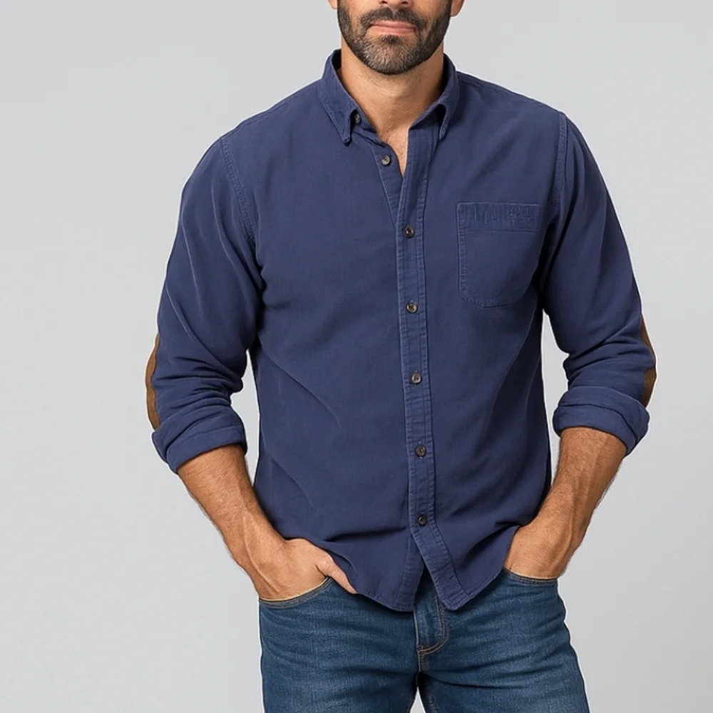 J. Crew Chamois Elbow Patch Shirt Navy Medium