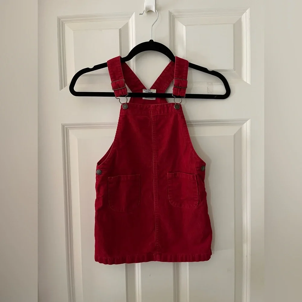 Girl’s Genuine Kids by OshKosh Red Corduroy overall dress Valentines Size 5T