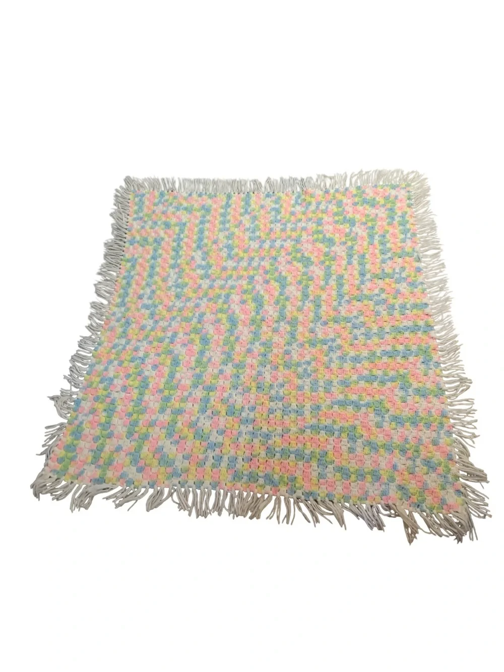 Handmade Gender‎ Neutral Pastel Crochet Square Baby Blanket Afghan 38”x 38”