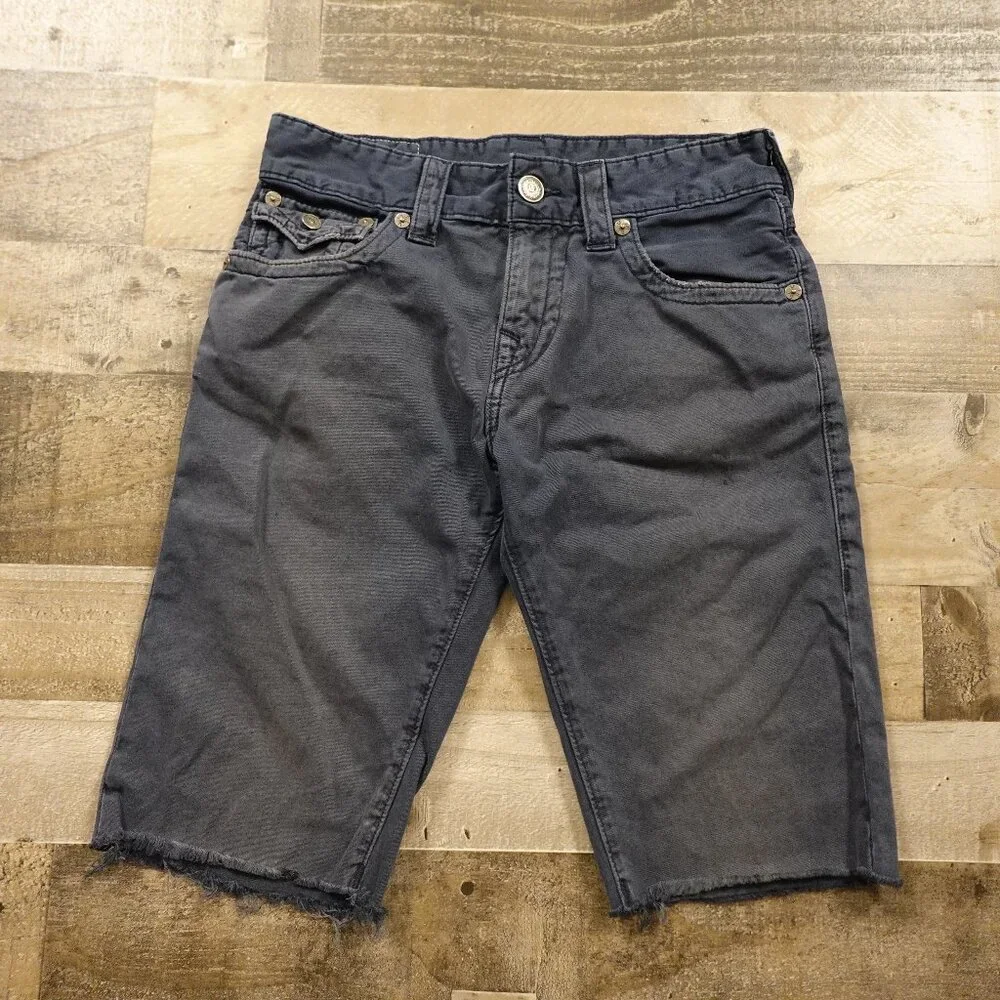 True Religion Ricky Short Men’s‎ 29 Washed Navy Cutoff Denim Jean Shorts