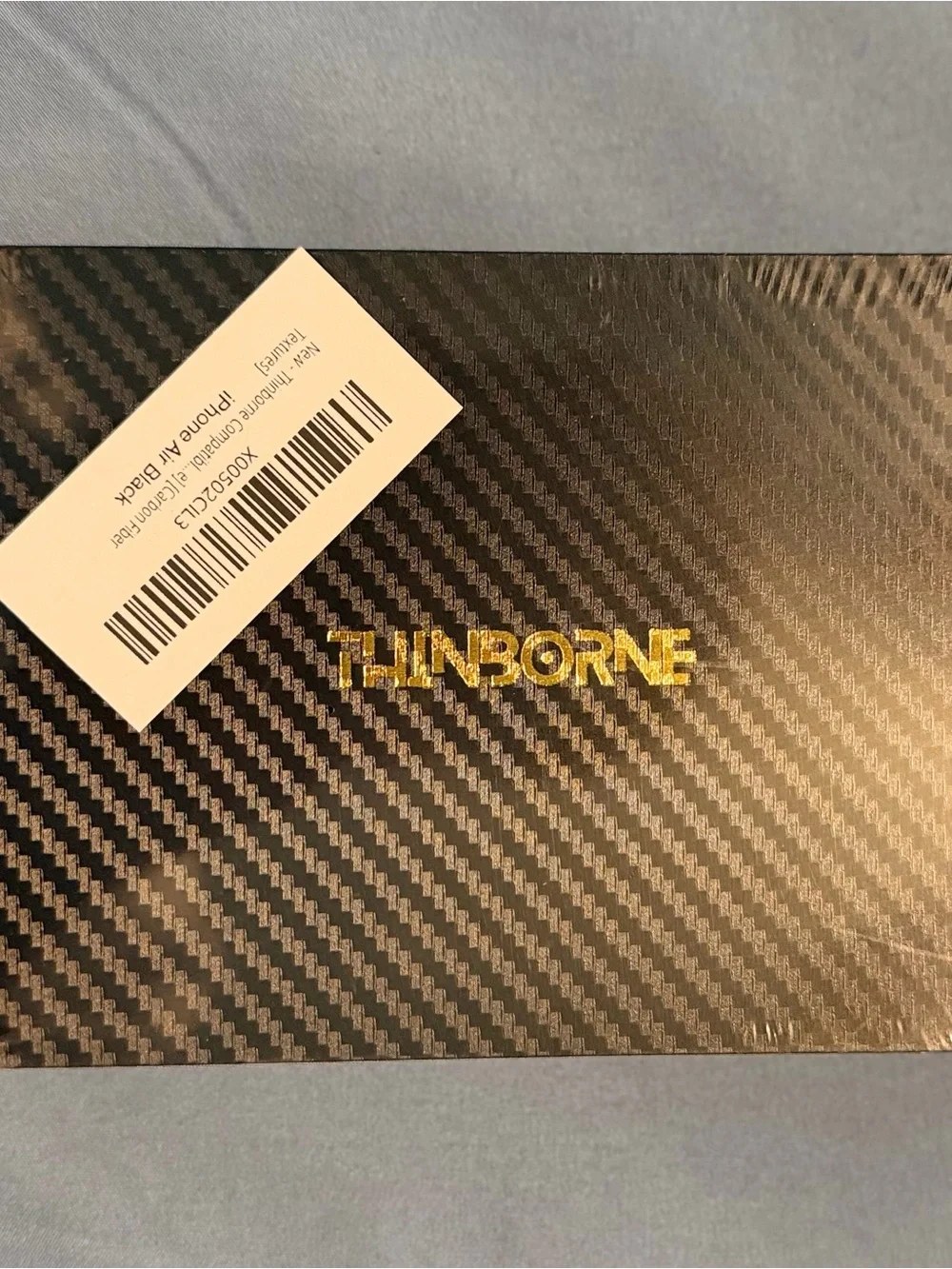 Carbon Fiber Style Phone Case - Black with Gold Logo