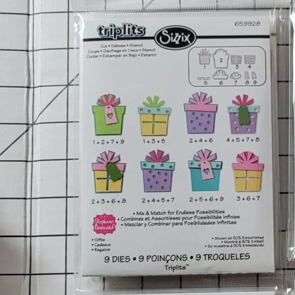 Sizzix Triplits Die Set - Gifts by Stephanie Barnard  NIP‎