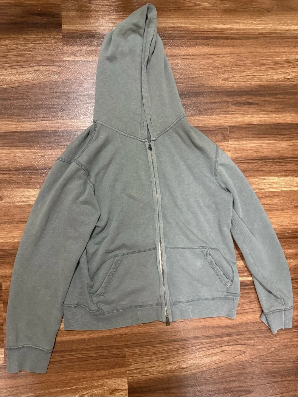 Light Slate Gray Green Full-Zip Hooded Sweatshirt