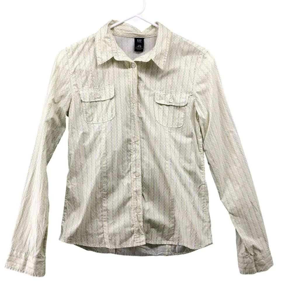 Gap Girls XXL 14-16‎ Long Sleeve Button Up Shirt Lightweight Lime Utility Floral