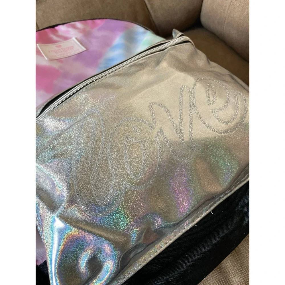 Rainbow Sugar 3pc Backpack Set Tie Dye Silver Holographic Lunch Bag Pencil Case