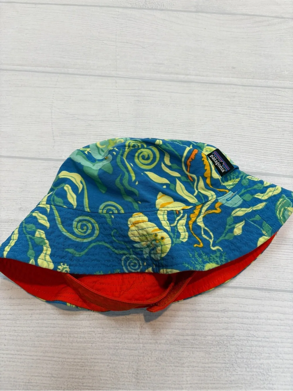 Patagonia Kids Reversible Bucket Hat - Teal, Green, Yellow, Red