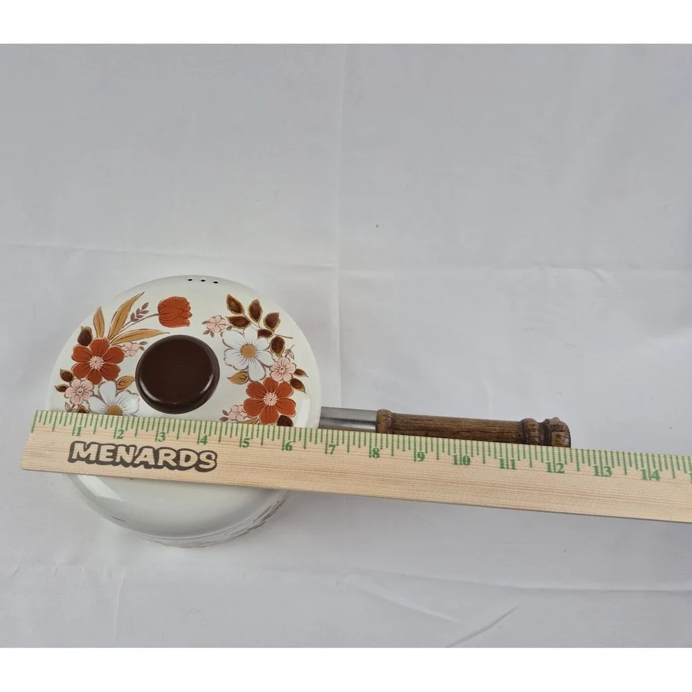 Kingsbury‎ Dogwood Collection Enamel Saucepan with Lid Vintage Japan Wood Handle