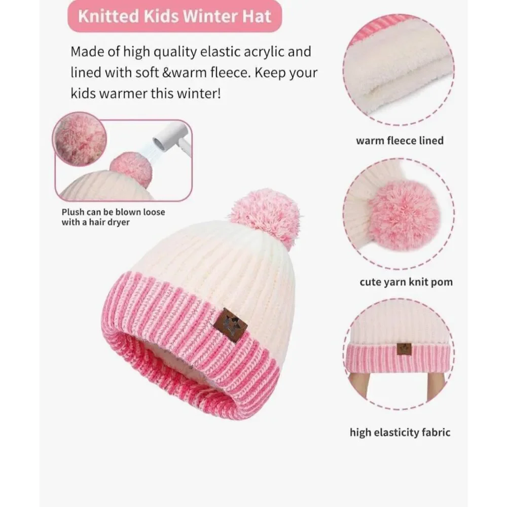 April Frogs Kids Hat Gloves Scarf Set: Winter Warm Beanie Hats Toddler Knit Neck