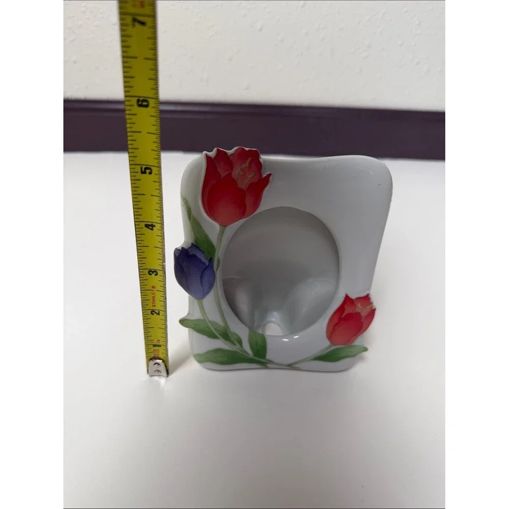 Vintage Japan Tulip Picture Frame Ceramic Floral Photo Frame Cottagecore Decor