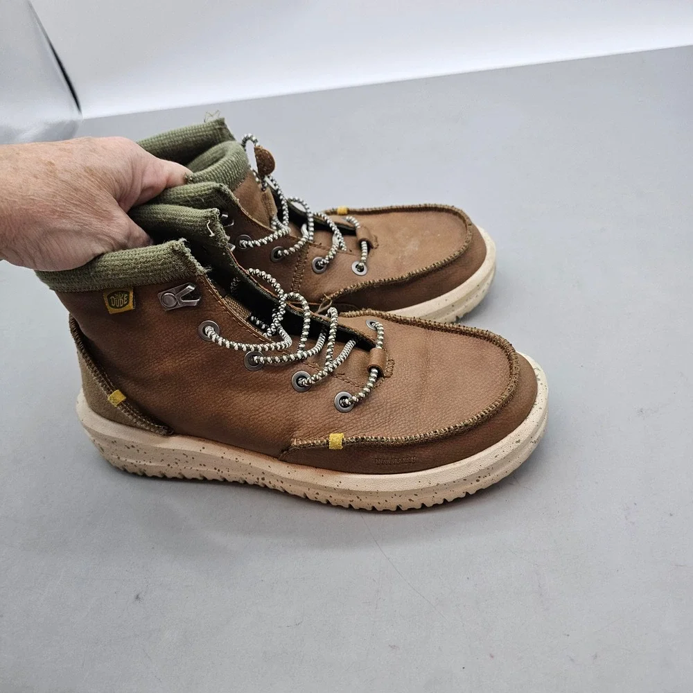 Hey Dude Bradley Boot Youth Walnut Brown Leather Ankle Boots 40269-267 Size 5Y