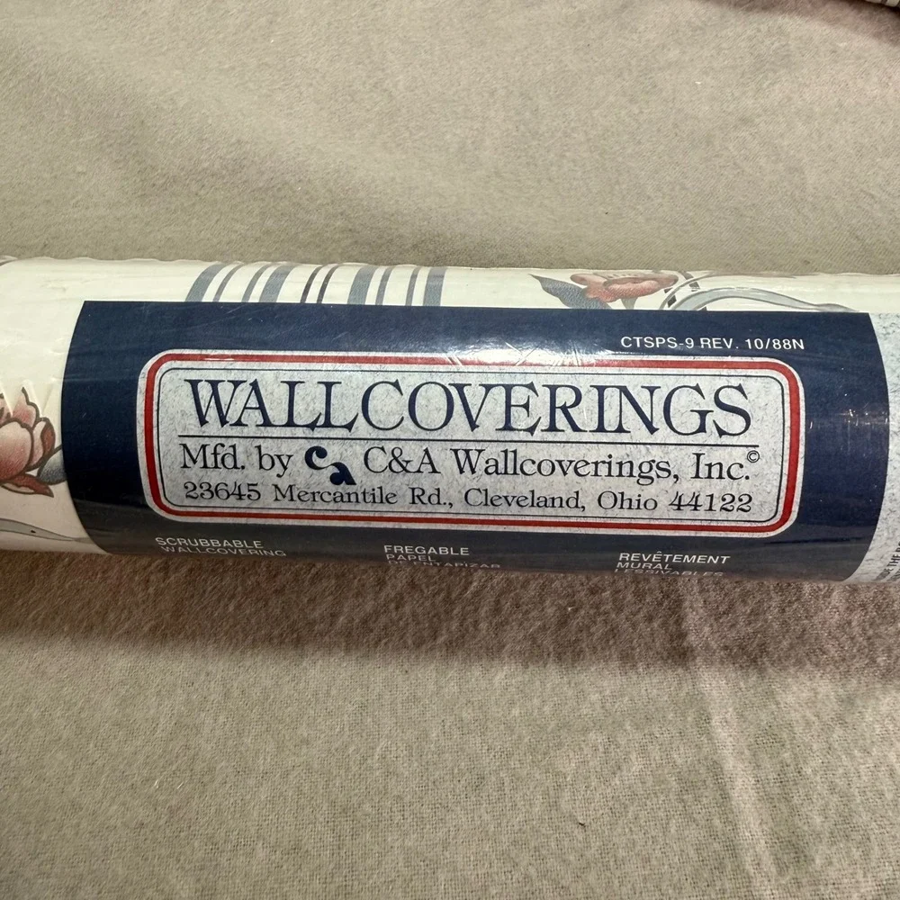 C&A Wallcoverings Vintage Wallpaper 3 Rolls Floral Stripe CP3092 Run 7 Farmhouse