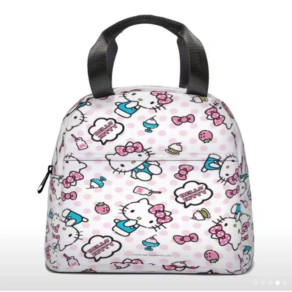Sanrio Hello Kitty Insulated Lunch Bag Handles White And Pink Leakproof