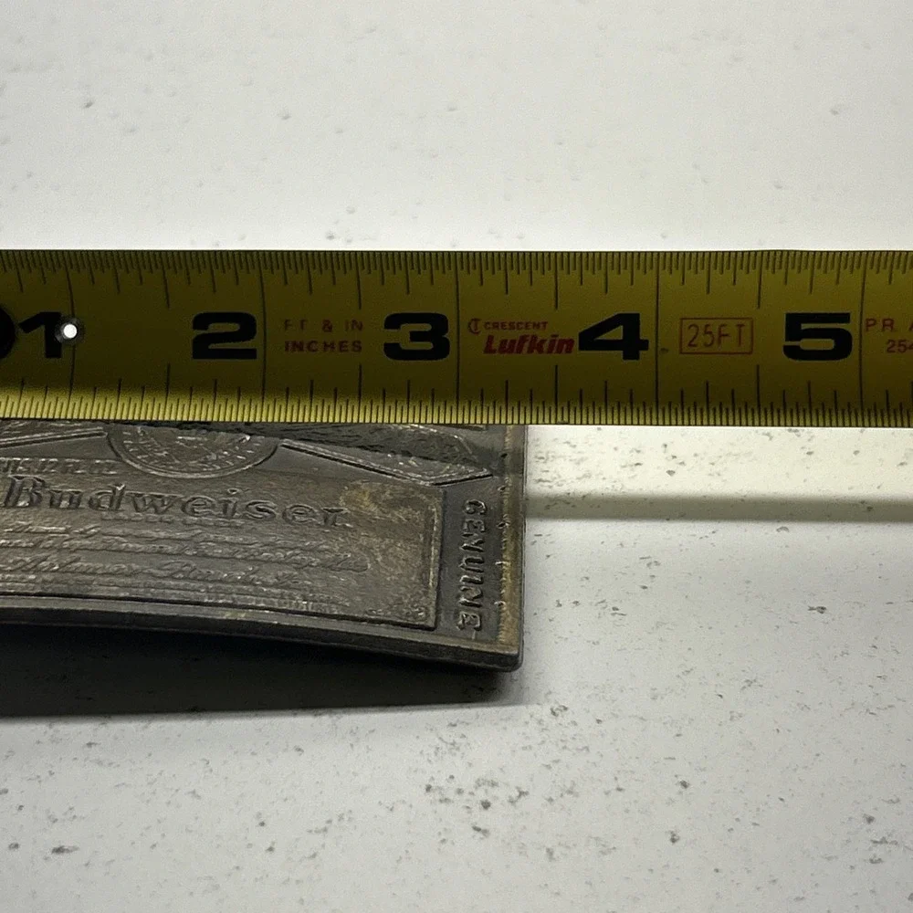 Vintage 1970s Budweiser Beer‎ Brass Belt Buckle Anheuser-Busch Bottle Label