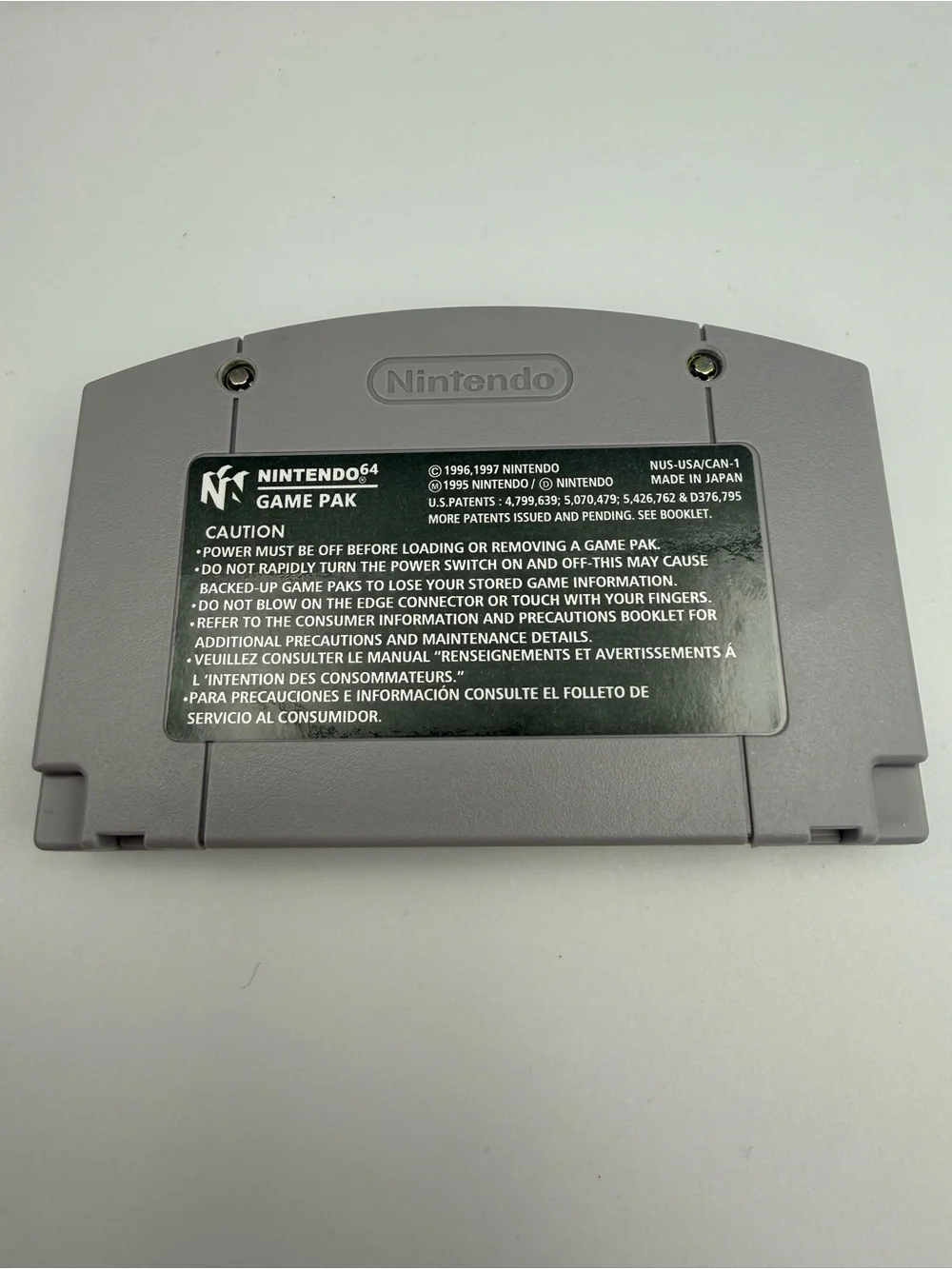 Nintendo N64 Cartridge with Colorful Mario Label - Gray