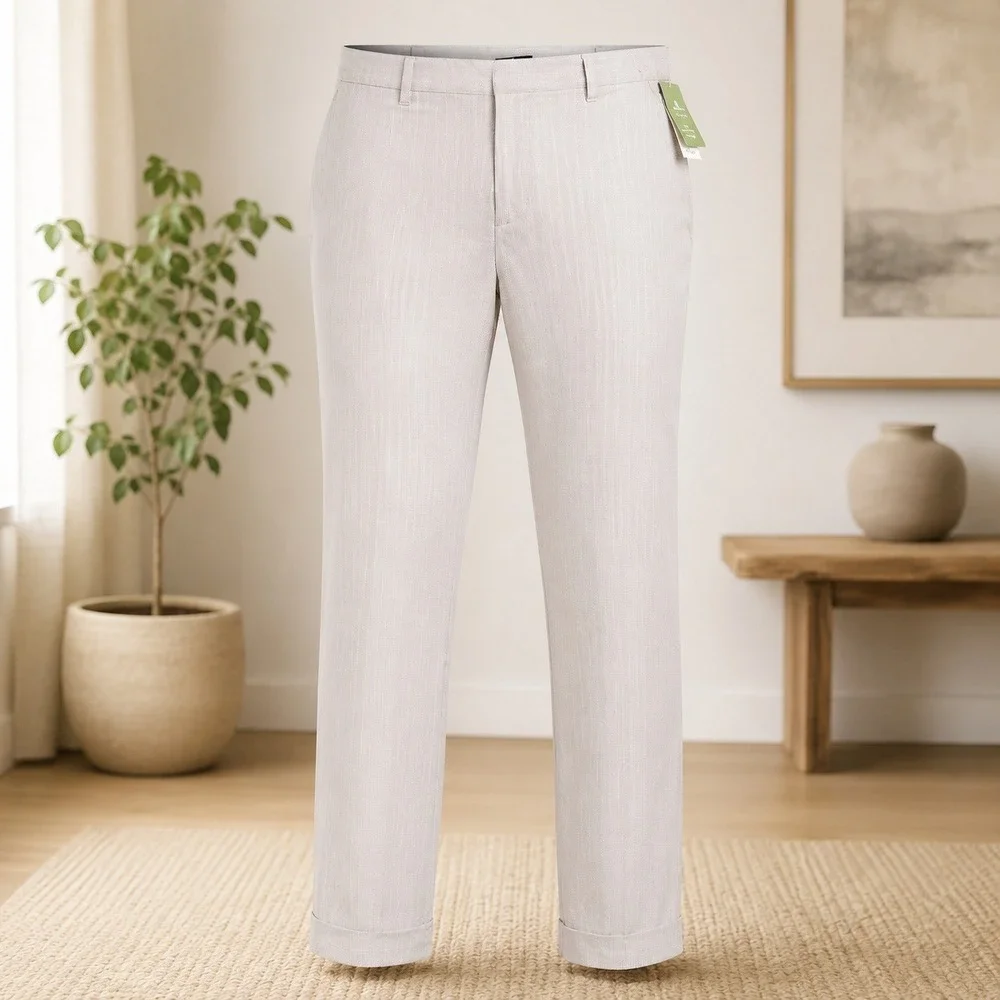 NWT H&M Skinny Fit Dress Pants Mens 36 Grey Pinstripe Cuffed Trousers