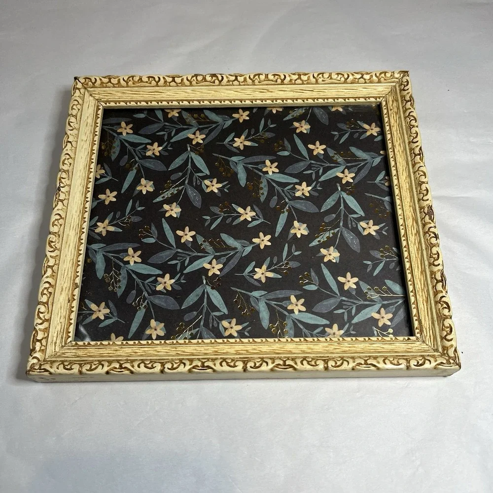 Vtg Ornate Gold Cream Photo Picture Frame Cottagecore MCM Granny Chic 7x6 Custom