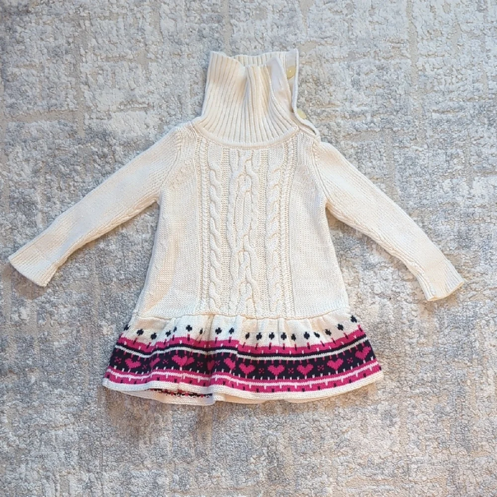 GAP Cream and Pink Knit Sweater Dress Size 3-6 Months